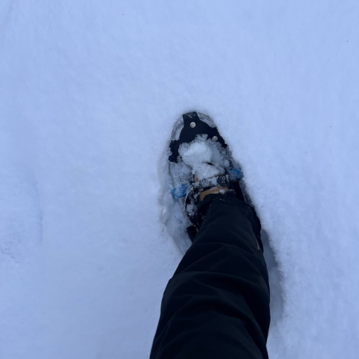 カンジキはいた足元