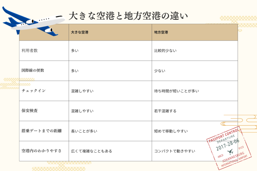 大きな空港と地方空港の違い