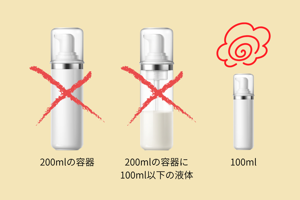 液体物は1容器100ml以下