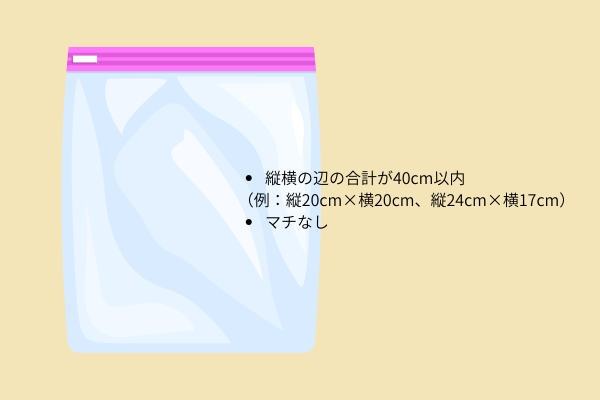 容量1L以下の透明ジッパー袋にまとめる